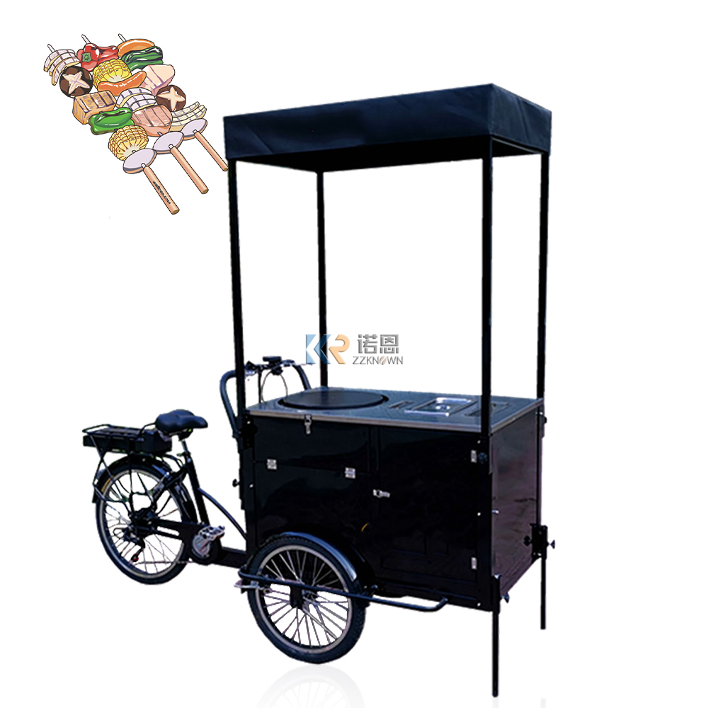 Street Food Barbecue Bicycle Mobile BBQ Hot Dog Tricycle Electric Food Tricycle with Grill for Street Food Sales