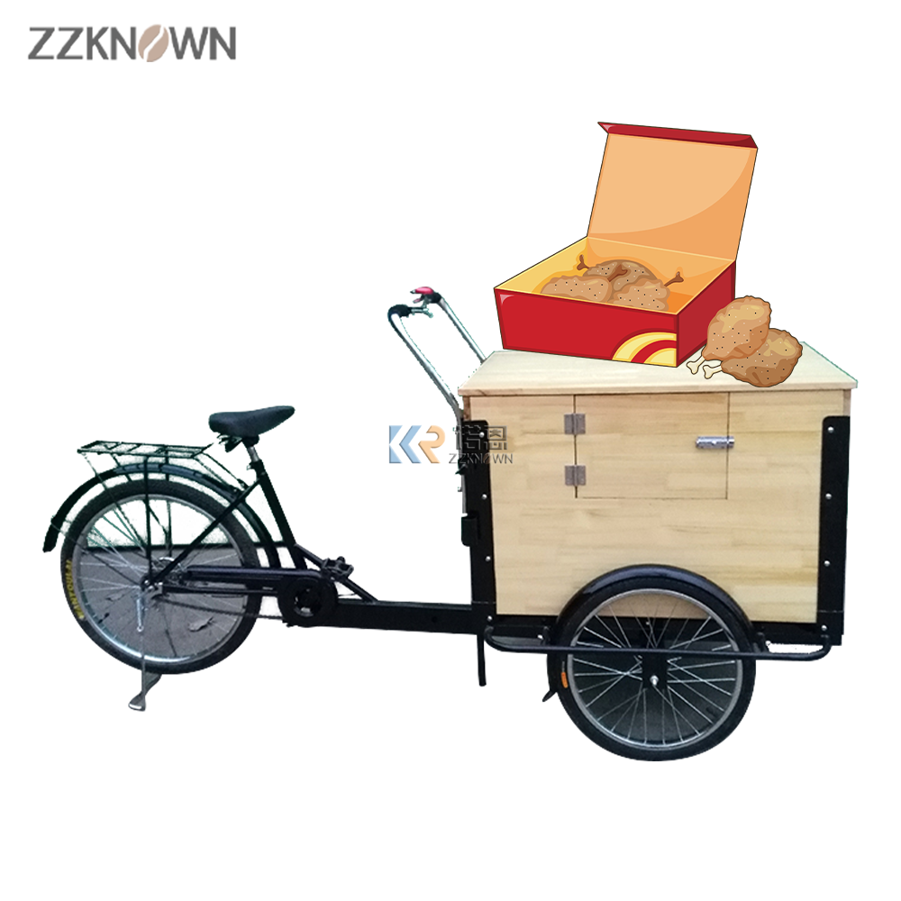 3 Wheel Electric Coffee Snacks Bike with Wooden Box Tricycle for Street Small Mobile Business