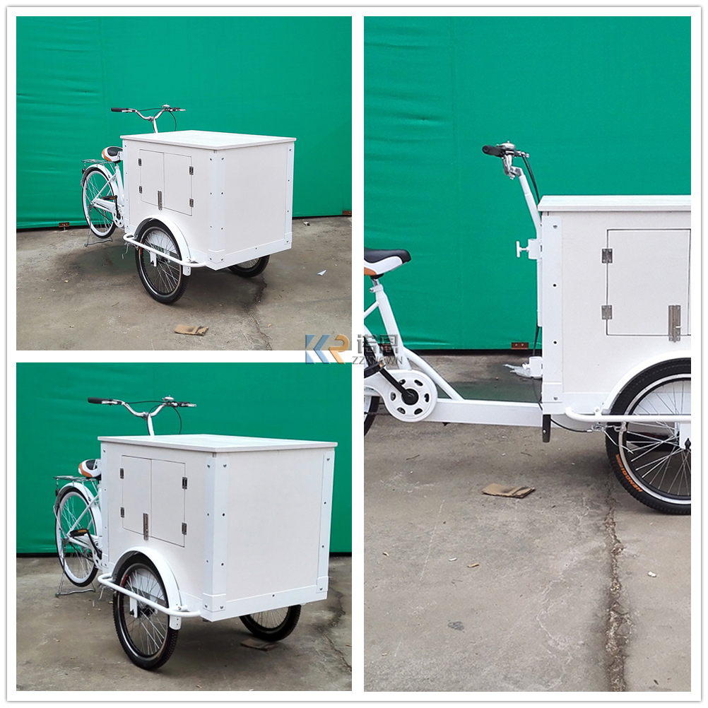 Fast Food Takeaway Tricycle Wooden Box Coffee Bike Manufacturer Pedal Business Tricycle for Outdoor Business