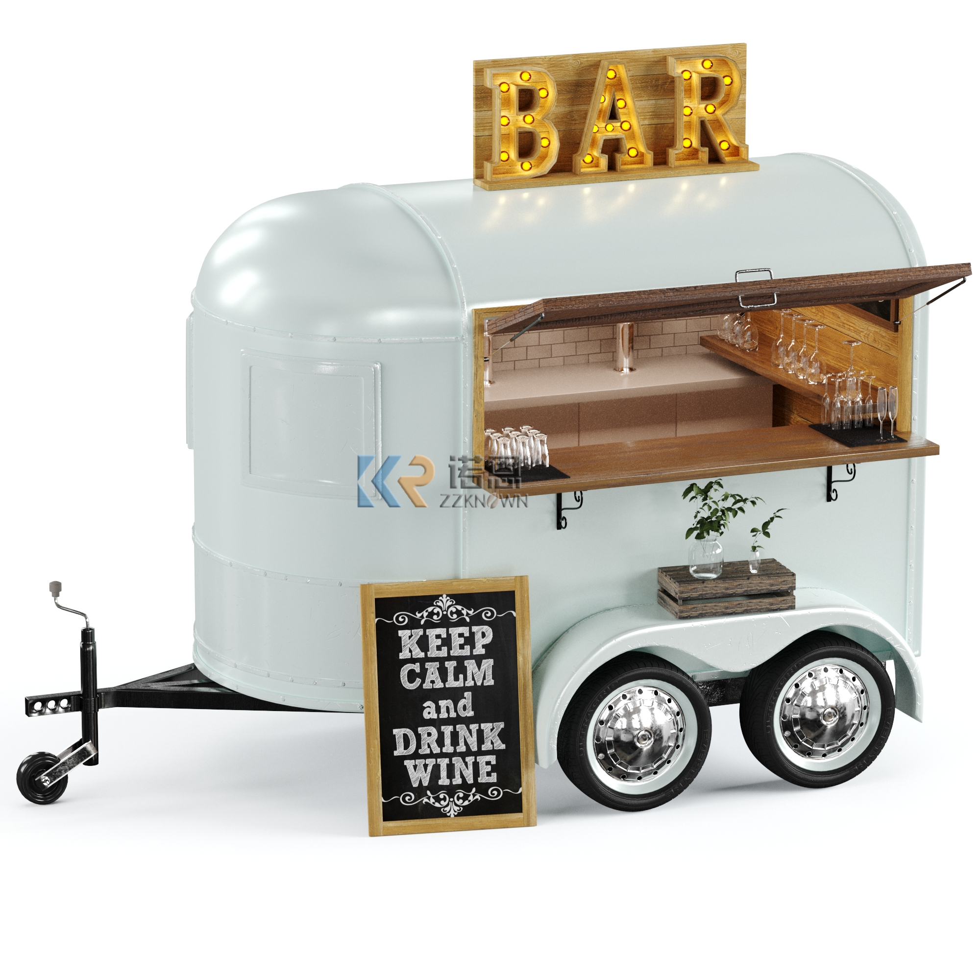 KN-YDR-320A Food Trailer Dessert Fruits Ice Vending Trailer Fast Food Cart With Street Car For Sale