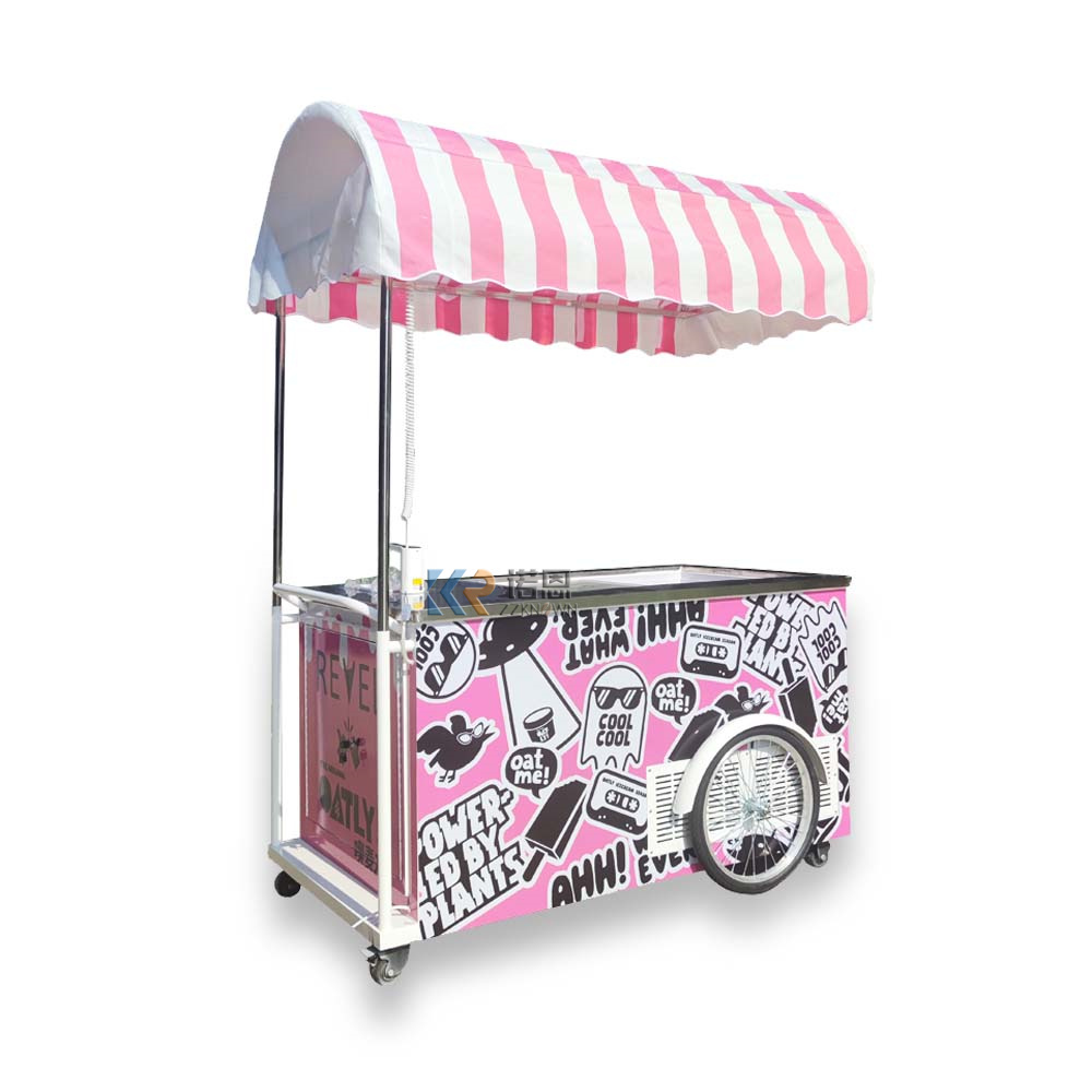 Commercial Solar Powered Ice Cream Cart With Chest Freezer Ice Cream Cabinet Commercial Glass Lid Sliding Door Customized 