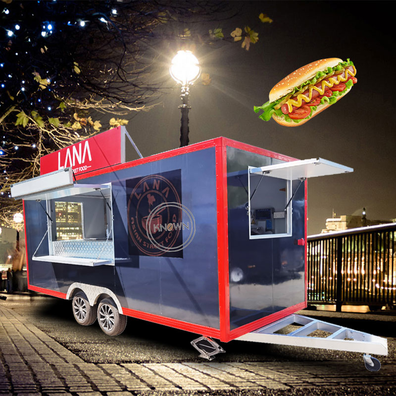 KN-FS-500 Hot Dog Fast Food Cart Ice Mobile Food Truck With Full Kitchen Coffee Catering Concession Food Trailer