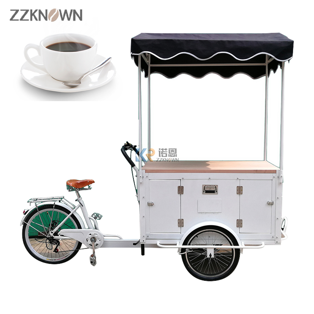 China Made Coffee Bicycle Food Cart for Sale Coffee Tricycle Mobile Food Kiosk