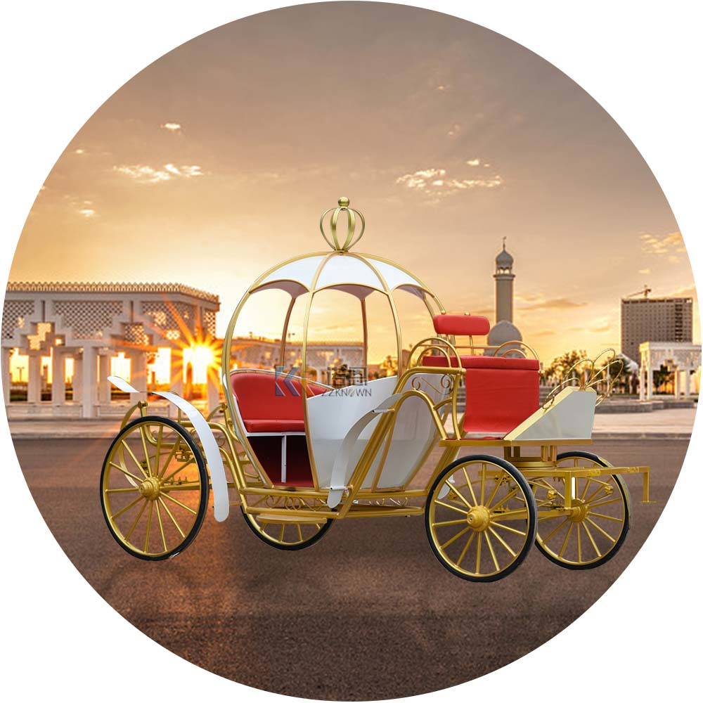 OEM European Style White Electric Pumpkin Carriage Wedding Sightseeing Play Horse Drawn Carriage