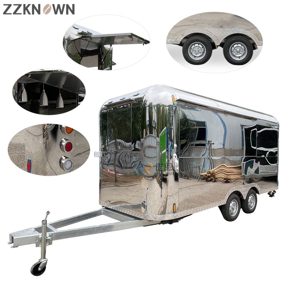KN-QF-450F Full Kitchen Concession Stand Custom Italian Coffee Van Mobile Kebab Commercial Food Truck Trailer
