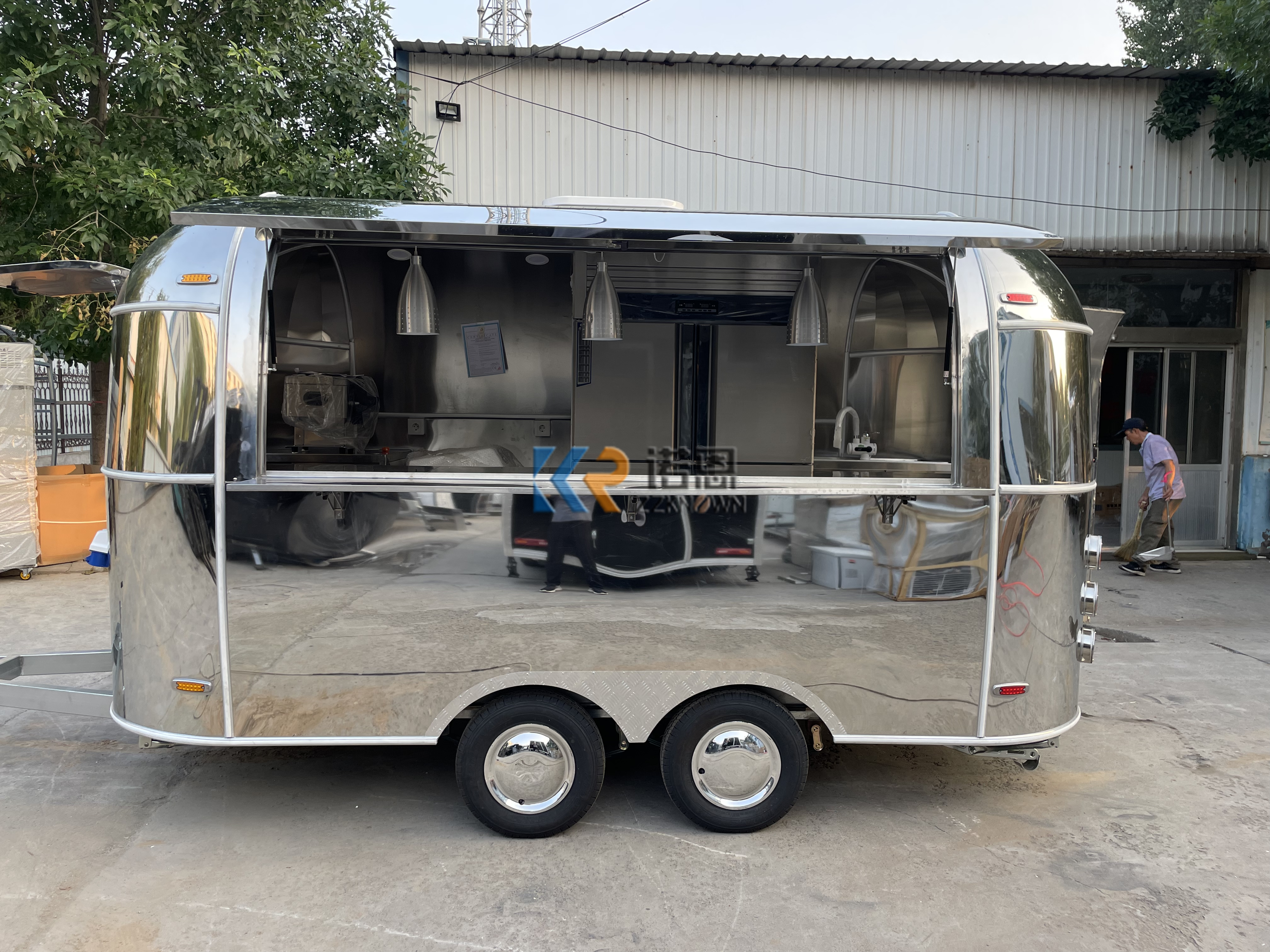 KN-QF-400BT Fully Equipped Mobile Kitchen Food Truck Hot Dog Food Stand Cart Bike Trailer Mobile Fast Stainless Steel Food Trailer