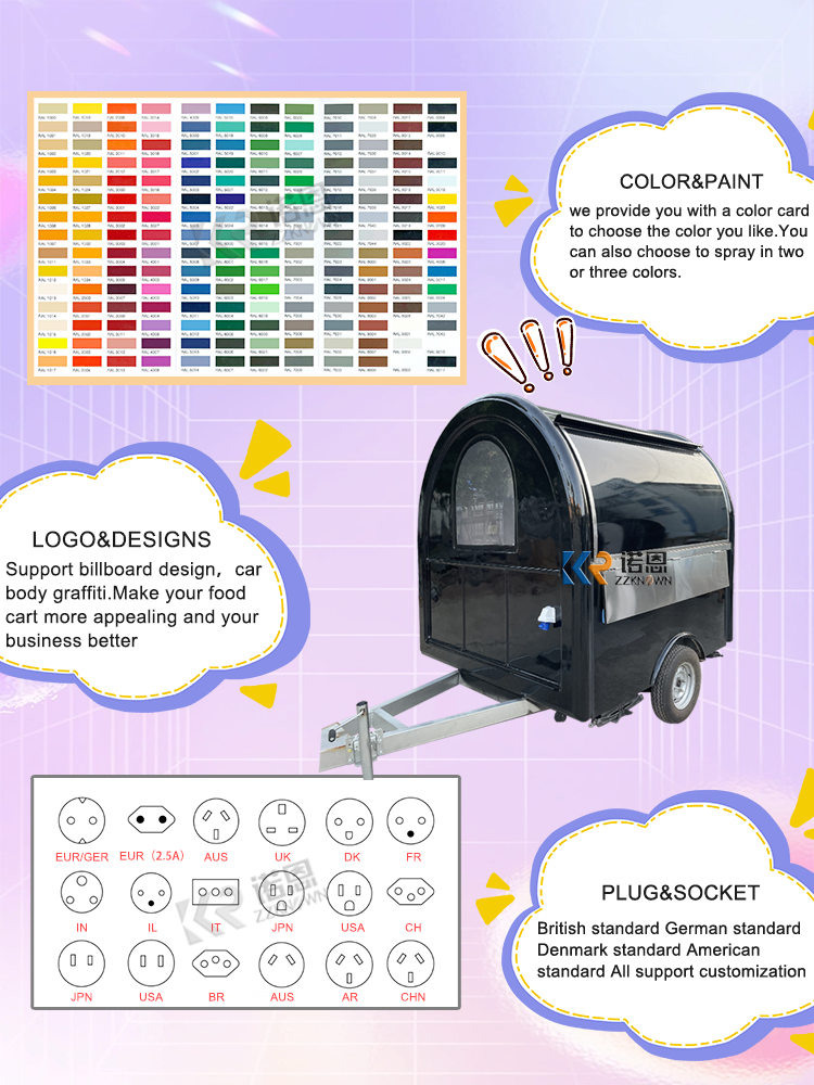 KN-FR-200W Fully Equipped Concession Food Trailers Mobile Camping Travel Dining Car Beautiful Appearance Fully Equipped Food Truck Trailers
