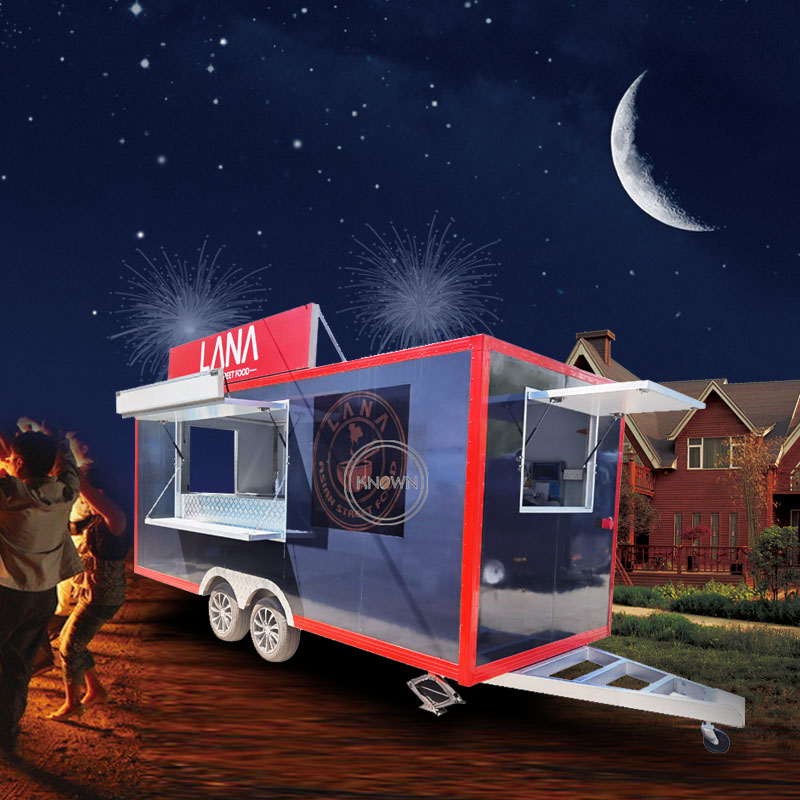 KN-FS-500 Hot Dog Fast Food Cart Ice Mobile Food Truck With Full Kitchen Coffee Catering Concession Food Trailer