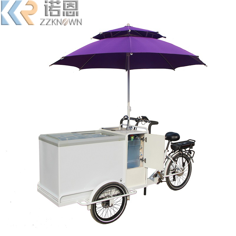 Electric Ice Cream Tricycle Cart Bike for Sale Cabin Cargo Tricycle with Freezer for Food Delivery 