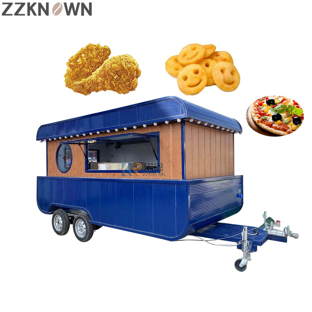 KN-BT-400X Boat Shape Fryer Fast Food Trucks Street Mobile Food Trailer With Full Kitchen Equipments