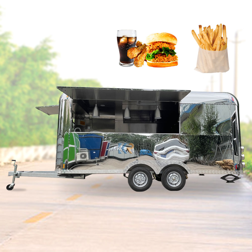 KN-QF-450F Full Kitchen Concession Stand Custom Italian Coffee Van Mobile Kebab Commercial Food Truck Trailer