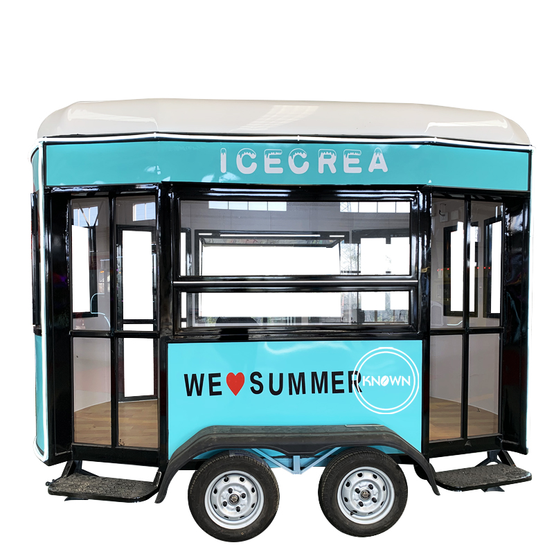 Fast Mobile Food Truck Stainless Steel Dining Car for Europe Hot Dog Food Vending Van support Customization