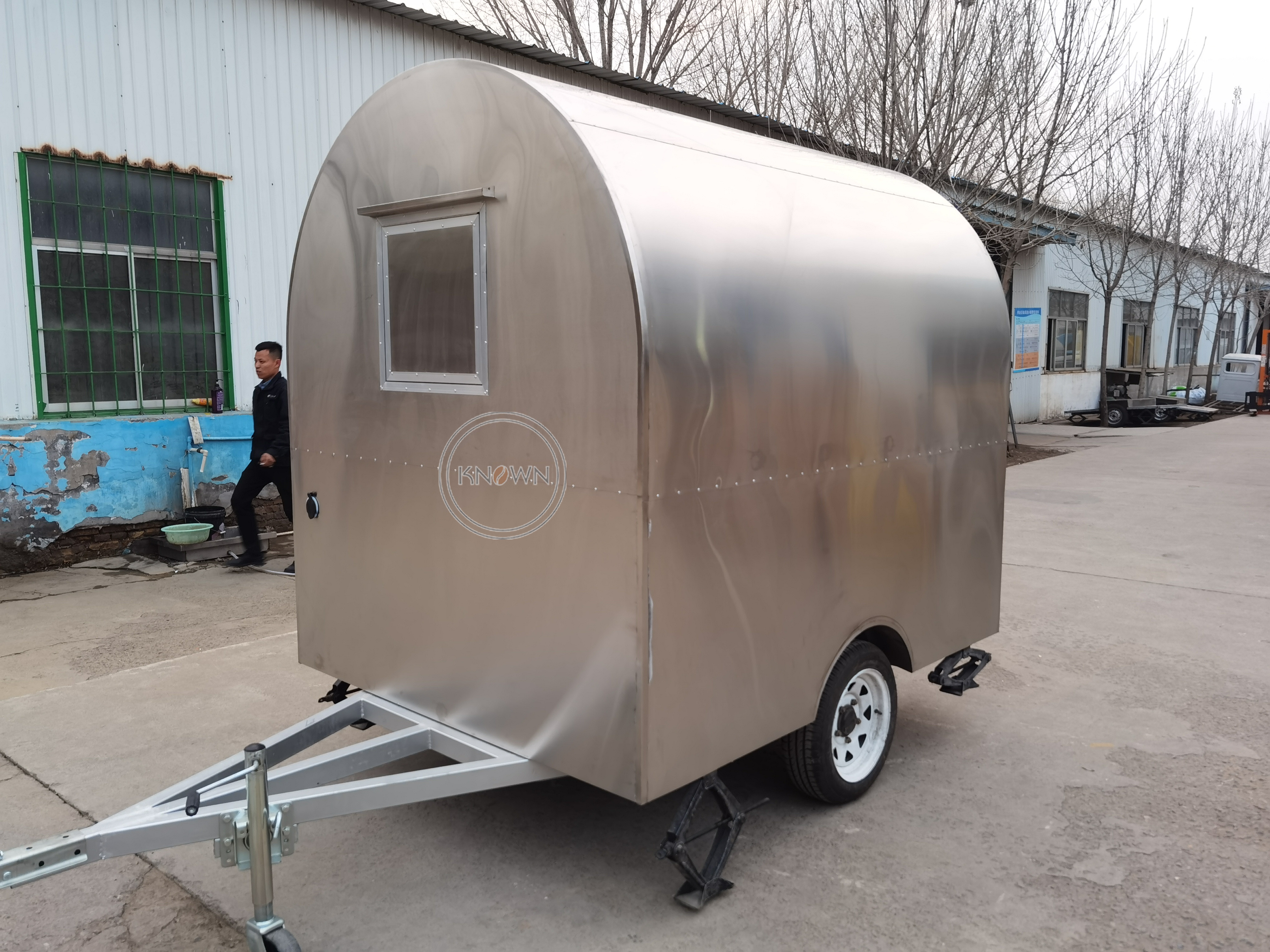 KN-QF-220B Outdoor Kitchen Fast Stainless Steel Food Trailer With Cooking Equipment
