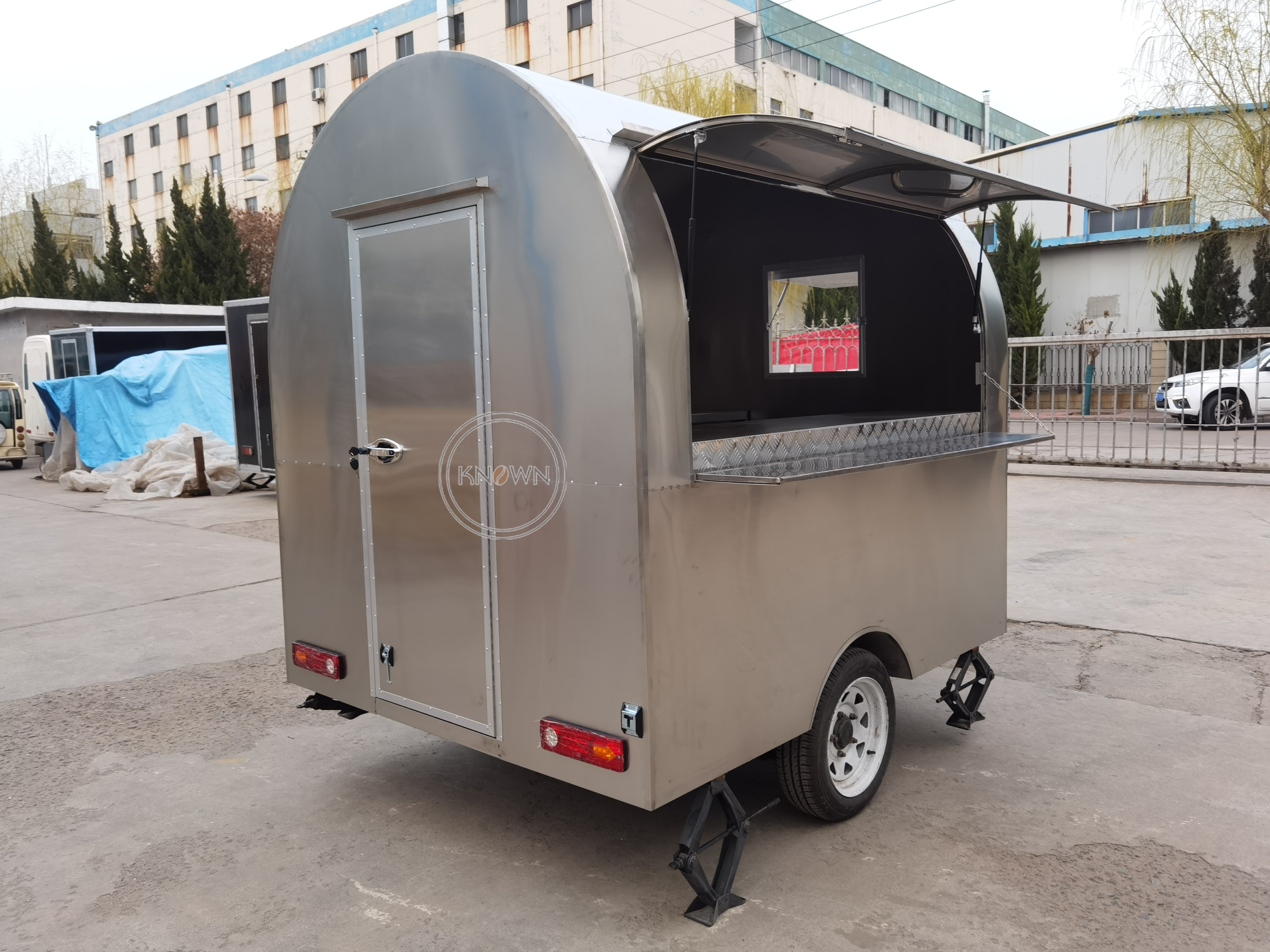 KN-QF-220B Outdoor Kitchen Fast Stainless Steel Food Trailer With Cooking Equipment