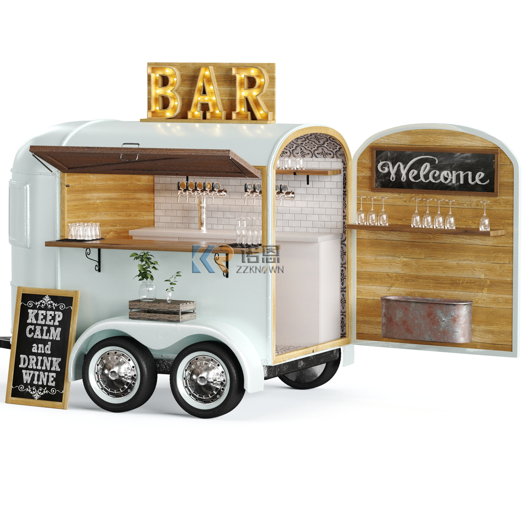KN-YDR-320A Food Trailer Dessert Fruits Ice Vending Trailer Fast Food Cart With Street Car For Sale
