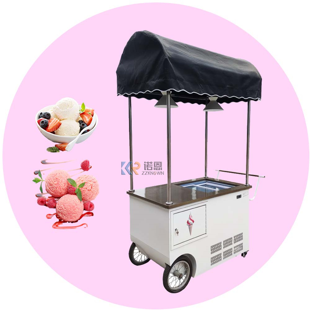 Ice Cream Trolley Freezer Popsicle Carts Mobile Ice Cream Cart Food Stall Cart